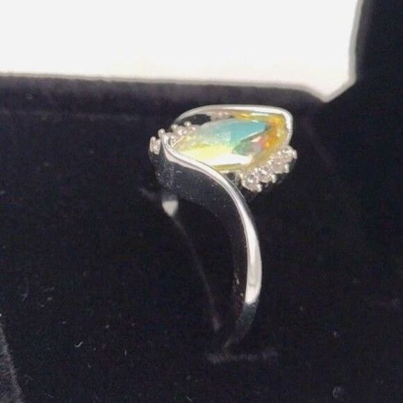 Citrine CZ October Birthstone Sterling Silver Overlay Ring Size 7 + Box Gift - Picture 2 of 6